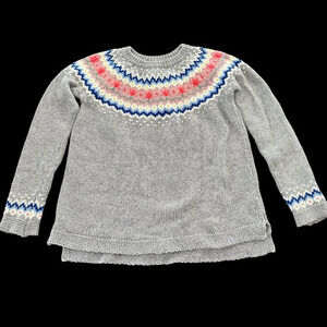 Mini Boden 9-10 years Gray Fair Isle Wool Blend Pullover Sweater Grey Winter